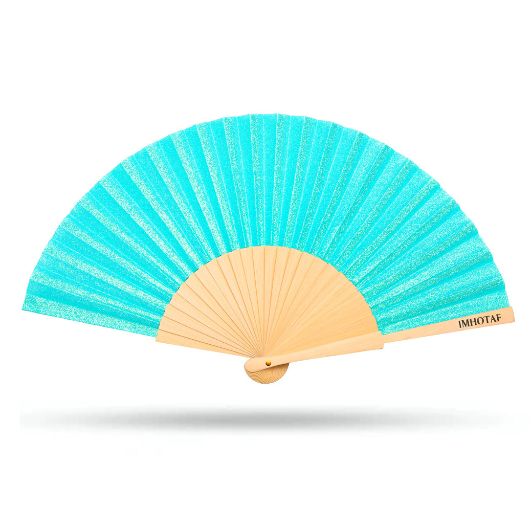 Aqua Sparkle Hand Fan