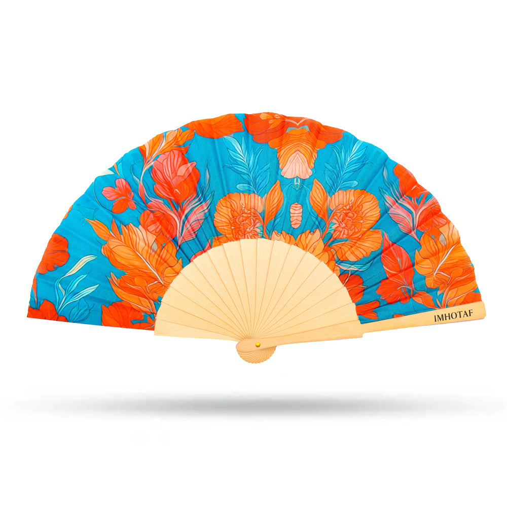 Azure Garden Hand Fan