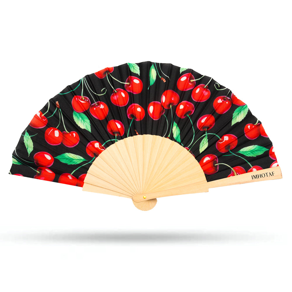 Red Cherries Hand Fan