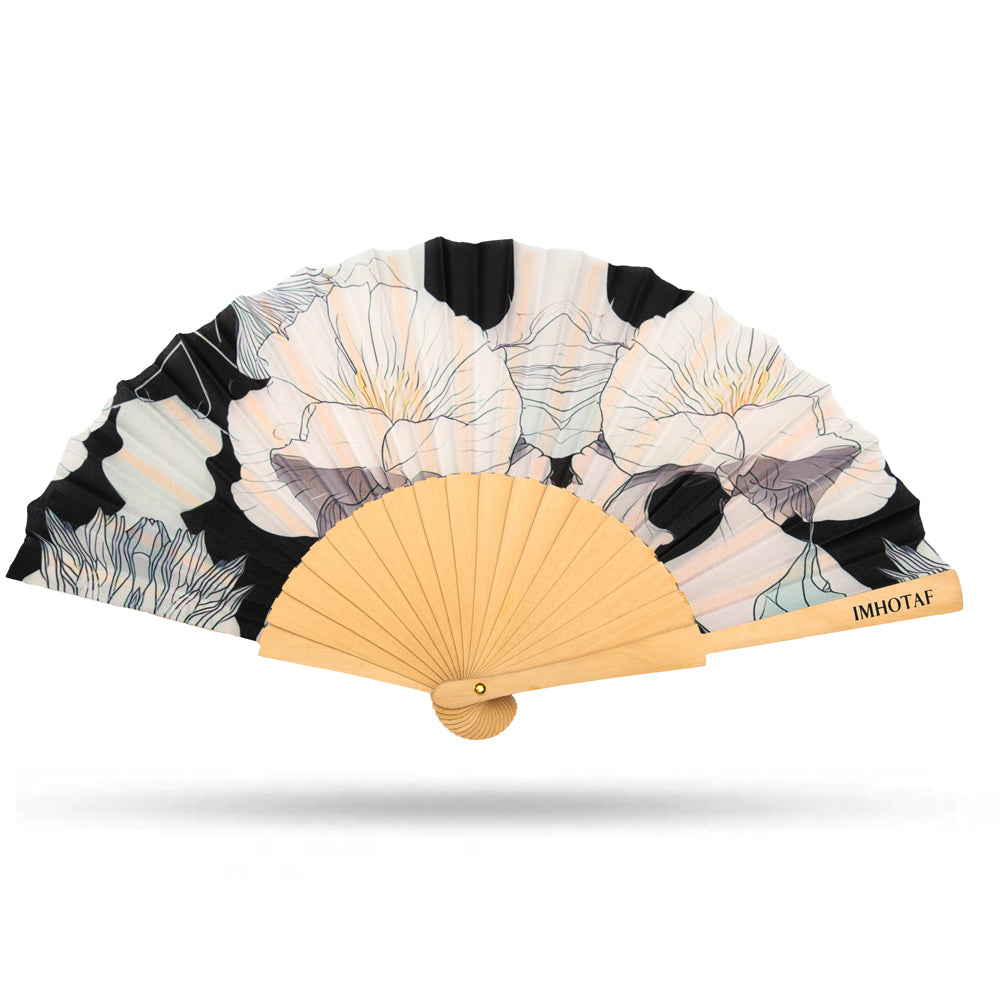 Black Floral Hand Fan