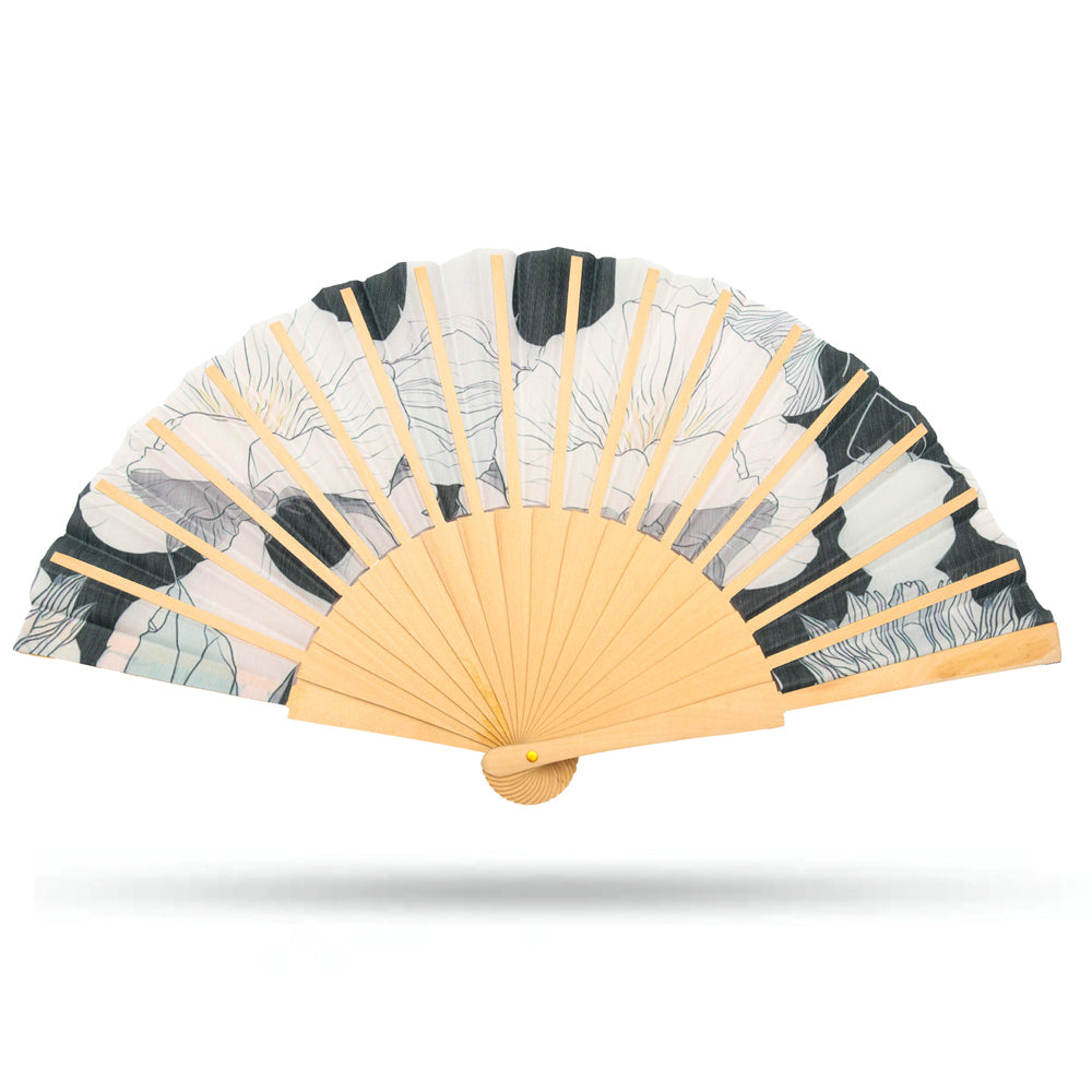 Black Floral Hand Fan